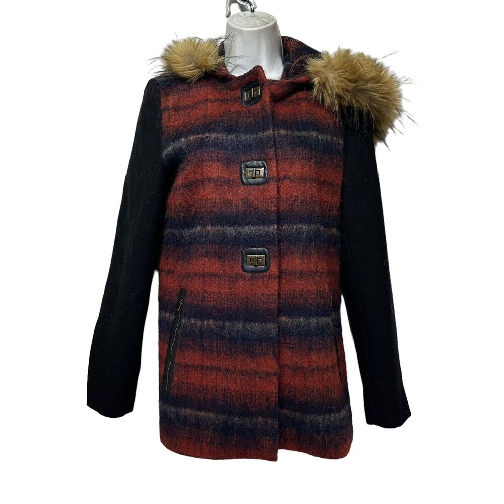 Anthropologie elevenses Plaid Wool elevenson Hooded jacket Size S